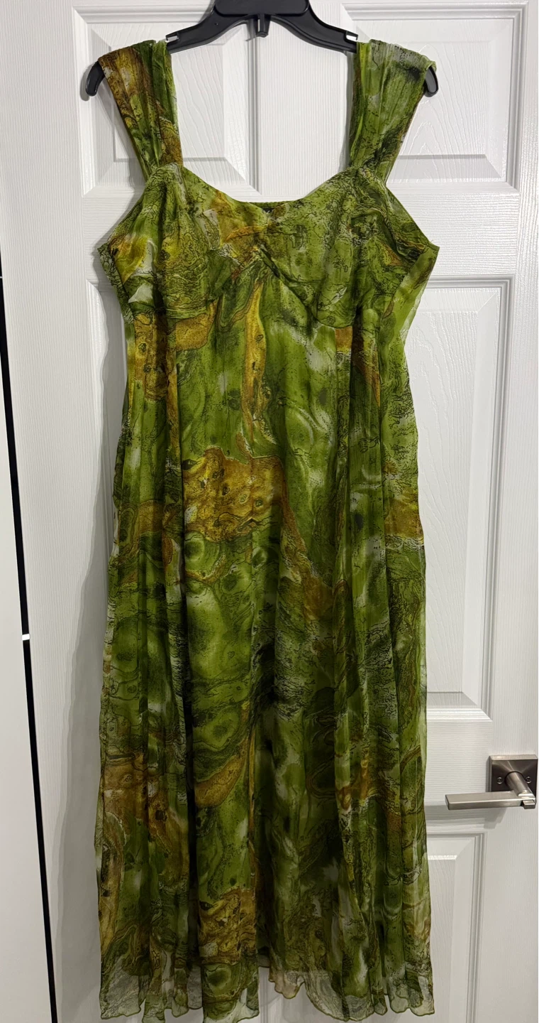Green Abstract Print Maxi Dress - photo 2