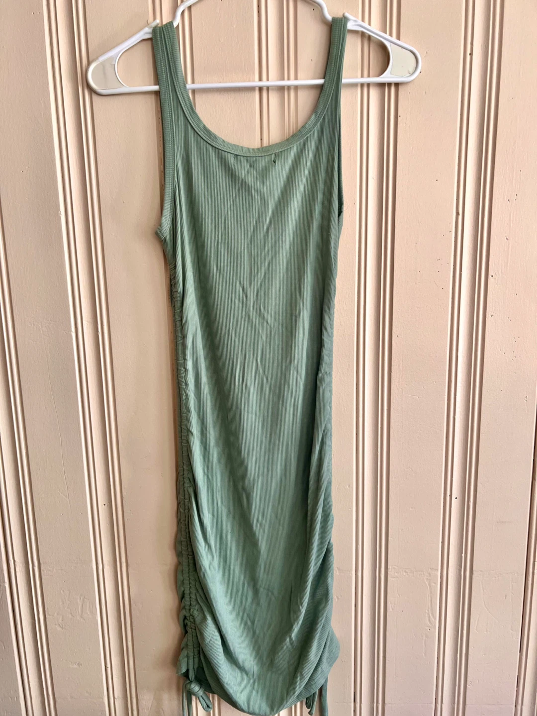 Ruched Side Tank Dress - Sage Green