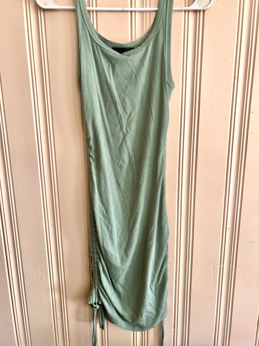 Ruched Side Tank Dress - Sage Green - photo 2