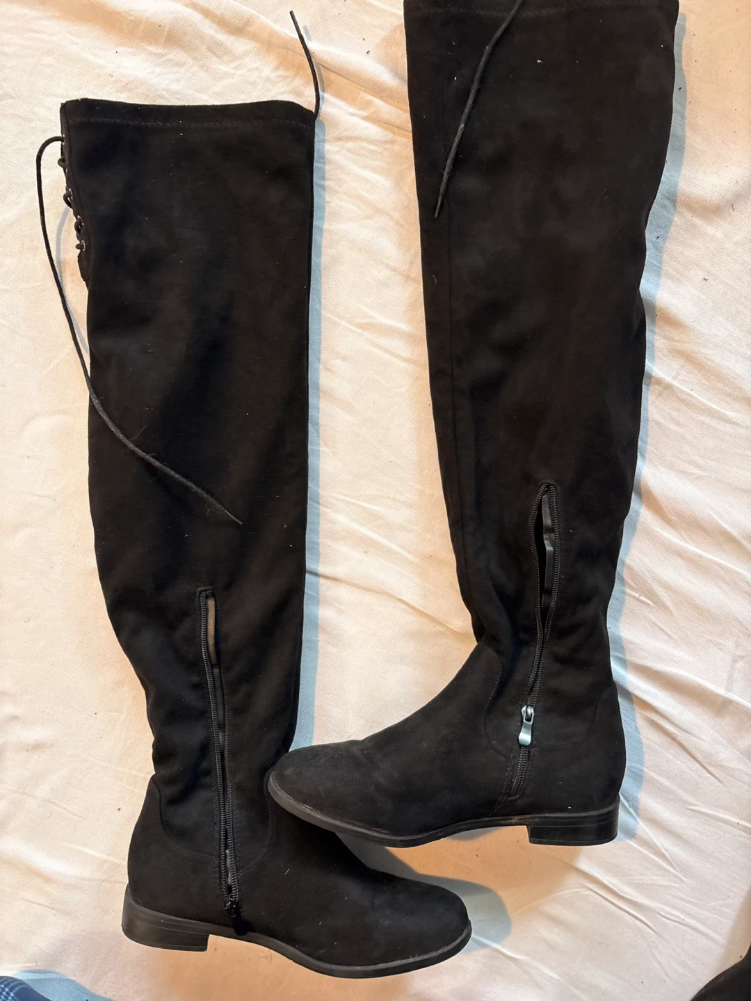 Dream Pairs Black Suede Over-the-Knee Boots - Size 9.5