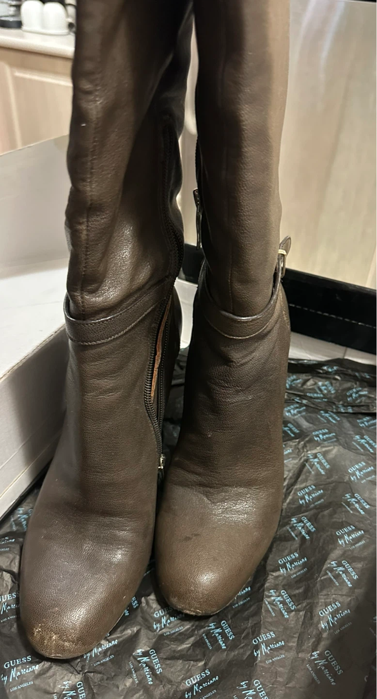 Guess by Marciano Women's Brown Leather Knee-High Boots - photo 2