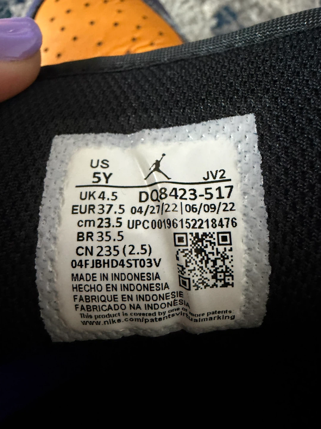 Jordan 1 Mid SE (GS) 'Purple/Orange' - US Youth 5Y - photo 2