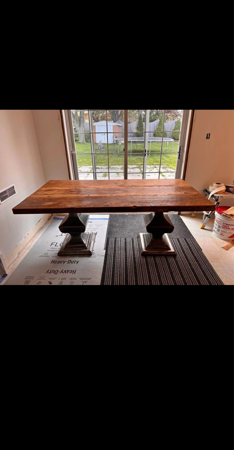 Rustic Farmhouse Dining Table with Pedestal Base