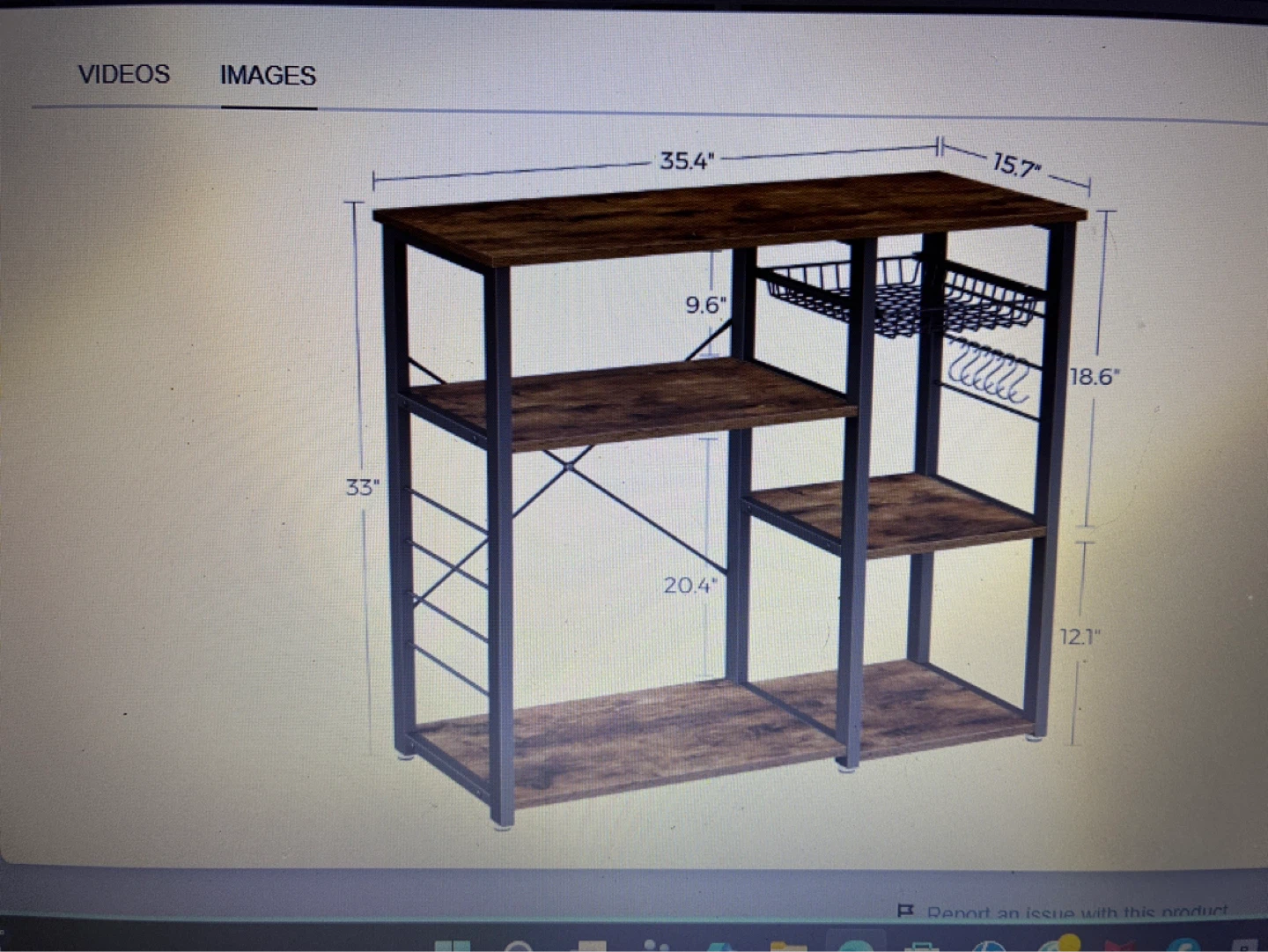 VASAGLE Kitchen Bakers Rack Utility Storage Shelf KKS90X - photo 3