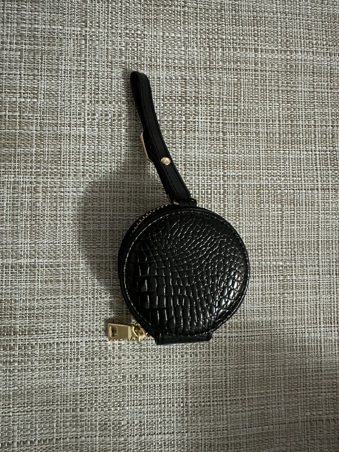 Black Croc Embossed Round Coin Pouch - photo 2