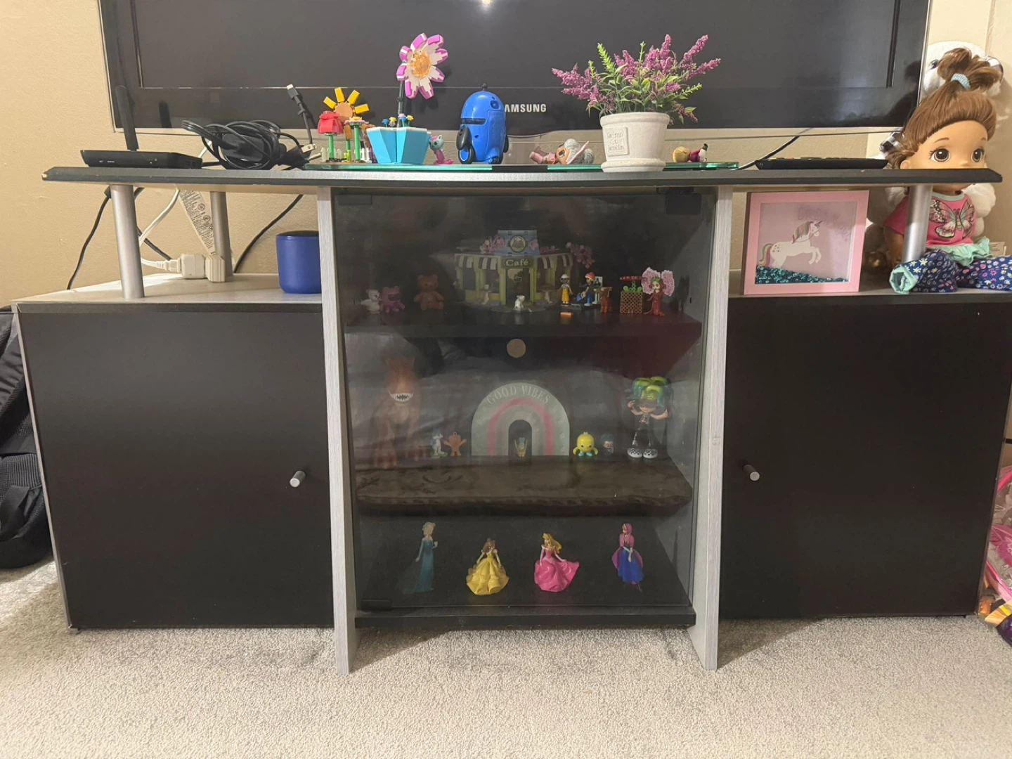 TV Stand with Display Cabinet