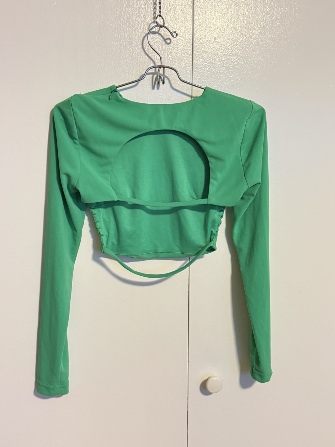 ZARA Green Long Sleeve Cutout Cropped Top XS - photo 2