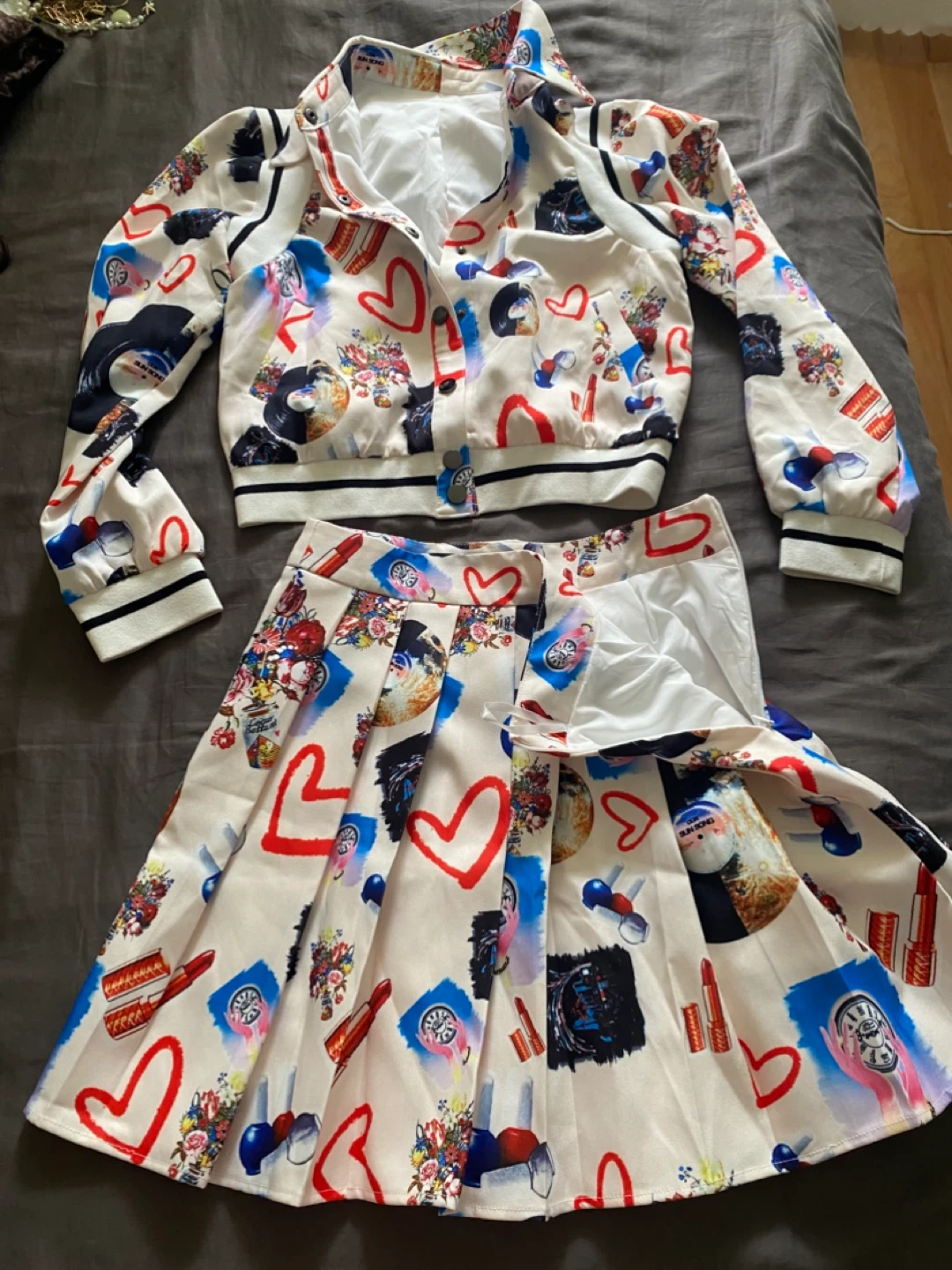 Women's Printed Jacket and Skirt Set