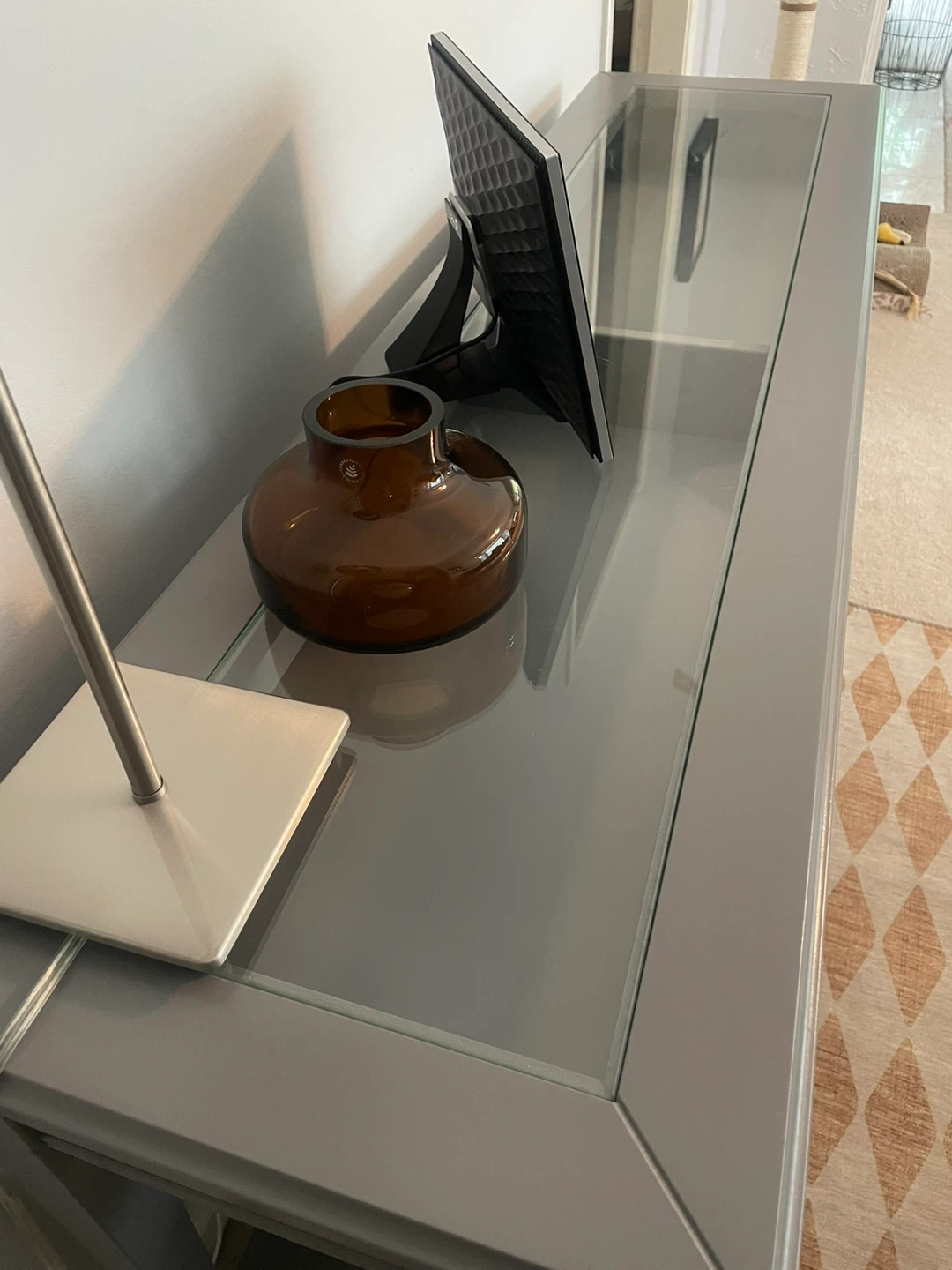 Grey Console Table with Glass Top - photo 3
