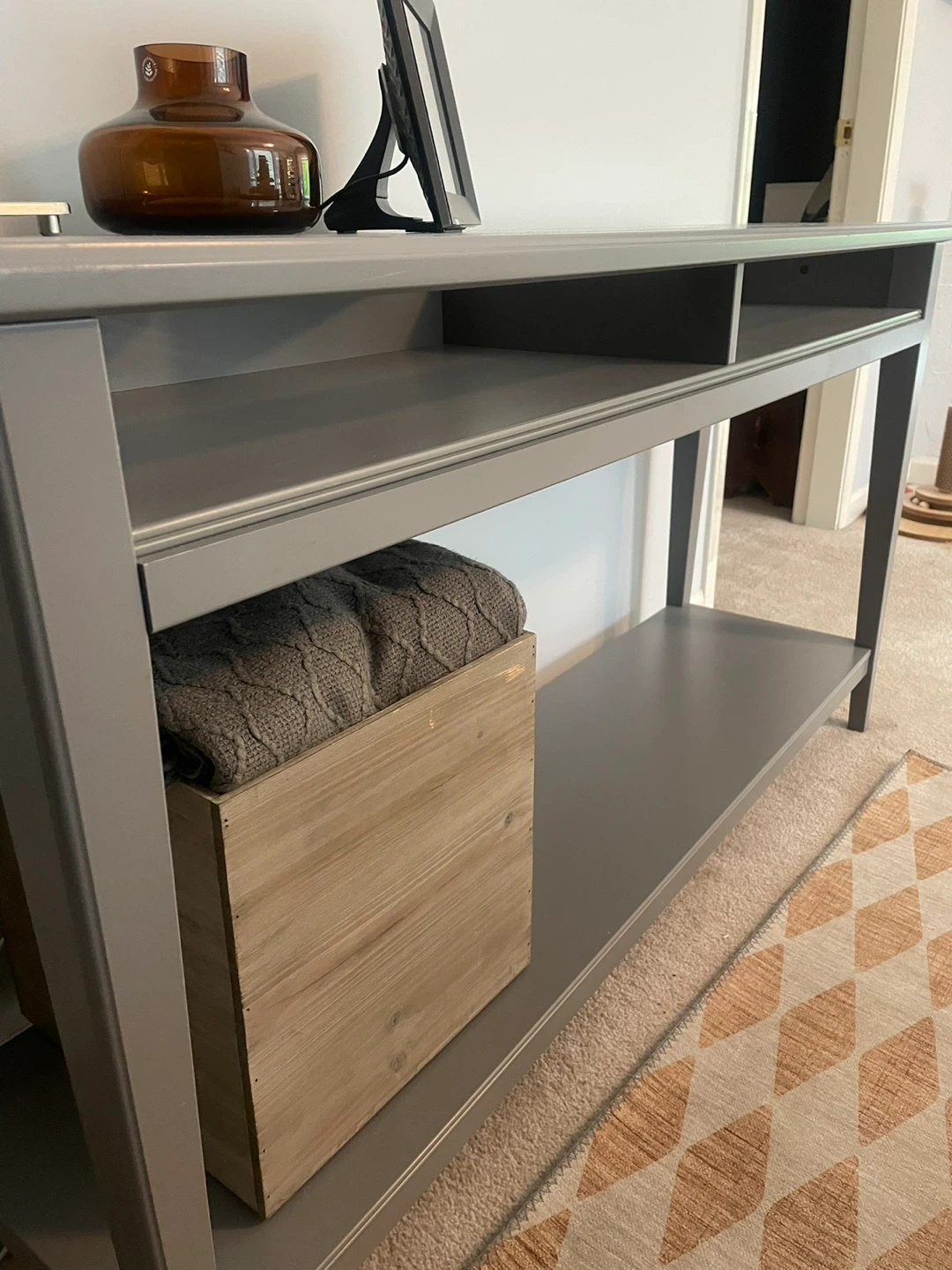 Grey Console Table with Glass Top - photo 2