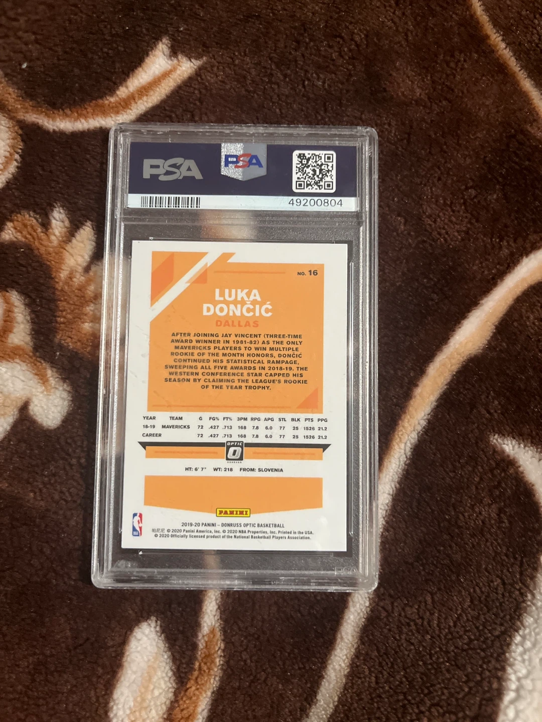 2019 Panini Donruss Optic Luka Doncic PSA 10 Basketball Card - photo 2