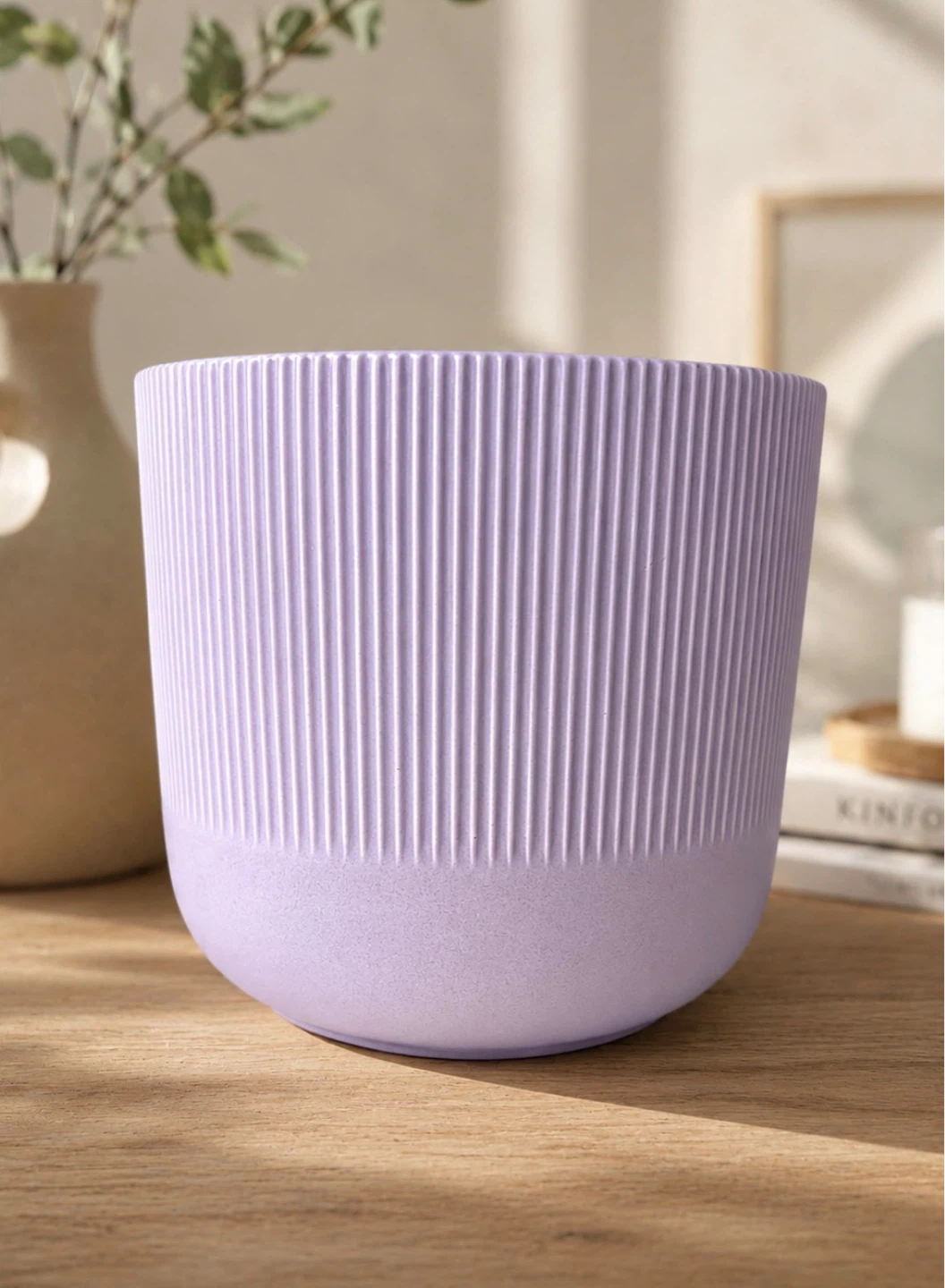 Purple Fluted Plant Pot