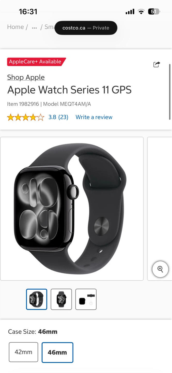 Apple Watch Series 11 GPS Jet Black M/L