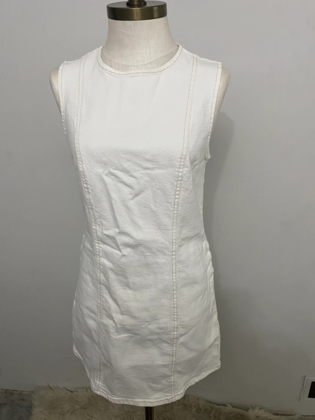 White Denim Sleeveless Dress