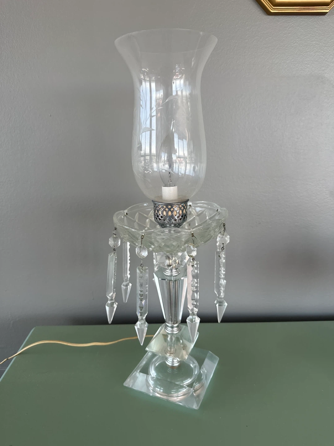 Crystal and Glass Table Lamp with Hanging Prisms - photo 2
