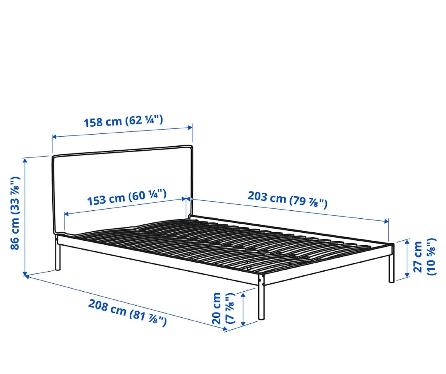 IKEA KLEPPSTAD Queen Bed Frame - White/Vissle beige - photo 3