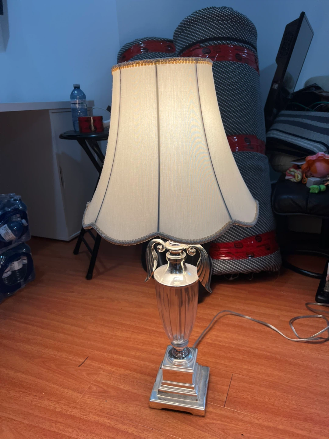 Silver and clear table lamp