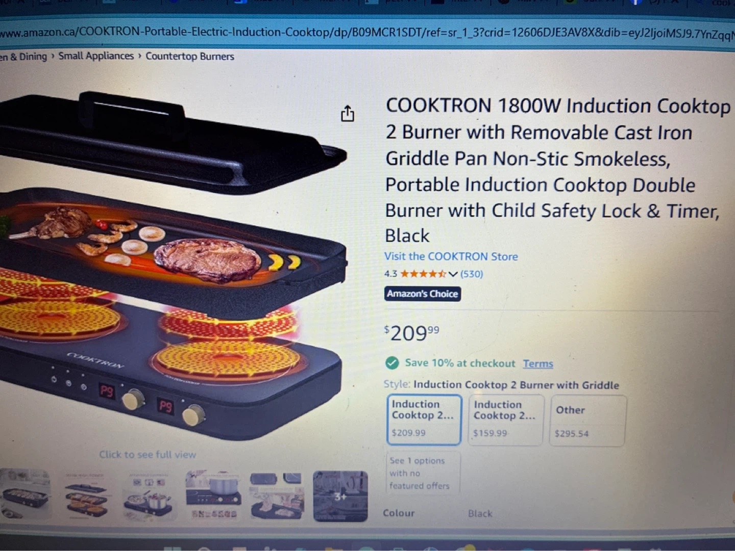 COOKTRON 1800W 2 Burner Induction Cooktop FS-IRC121G - photo 3