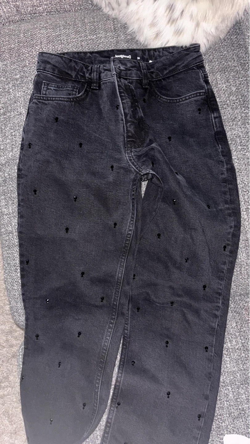 Desigual Black Denim Jeans with Rhinestones - Size 36 - photo 2