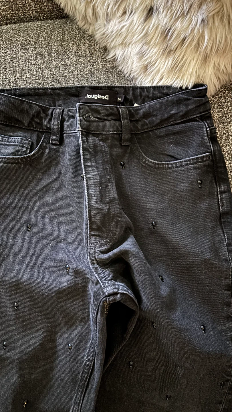 Desigual Black Denim Jeans with Rhinestones - Size 36 - photo 3