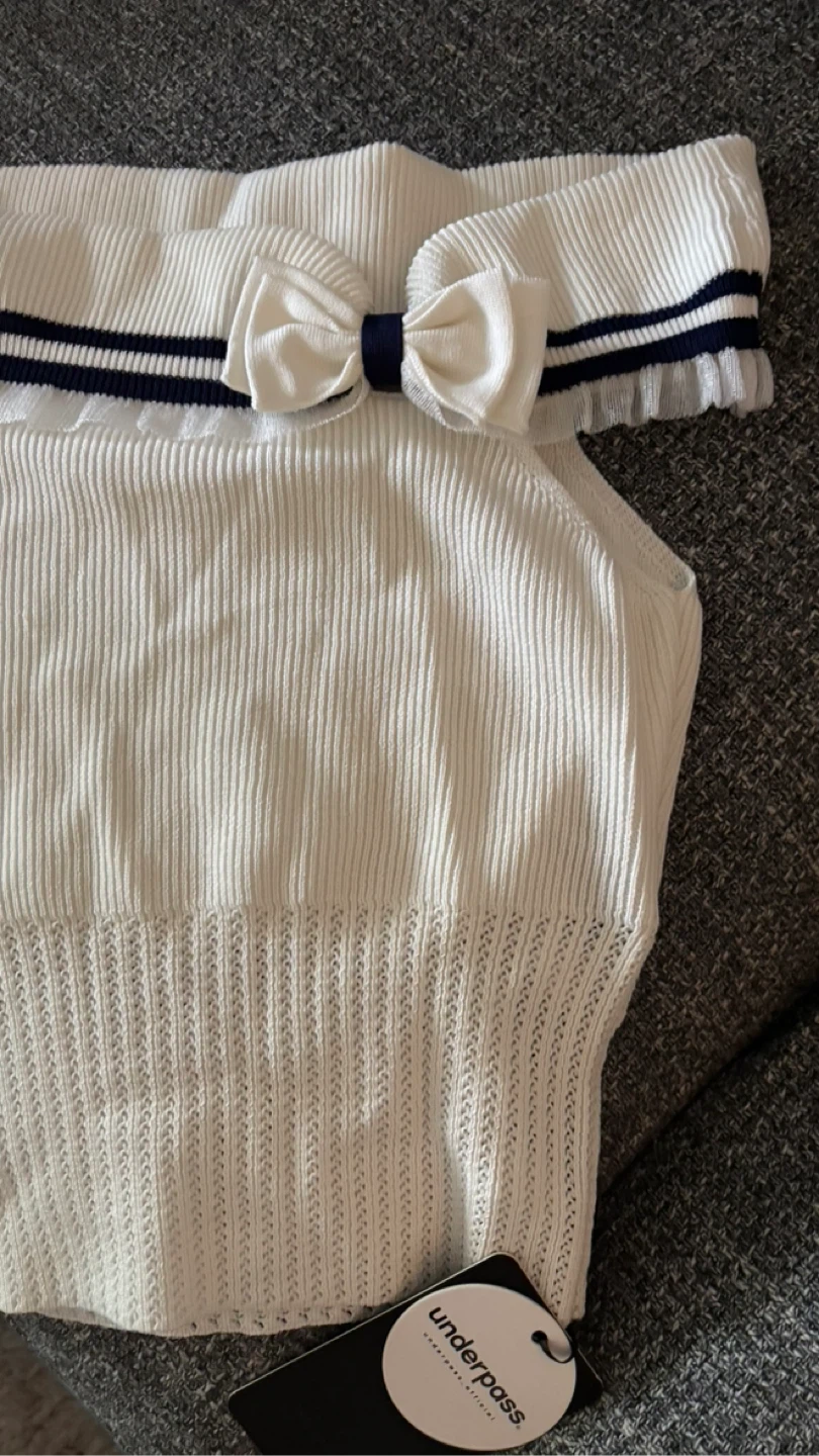 Underpass White Off-the-Shoulder Top with Bow - photo 2