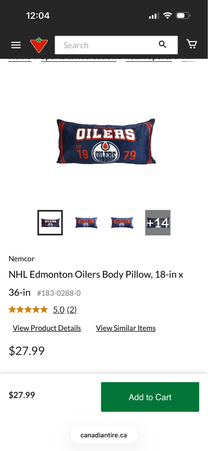 Edmonton Oilers Body Pillow