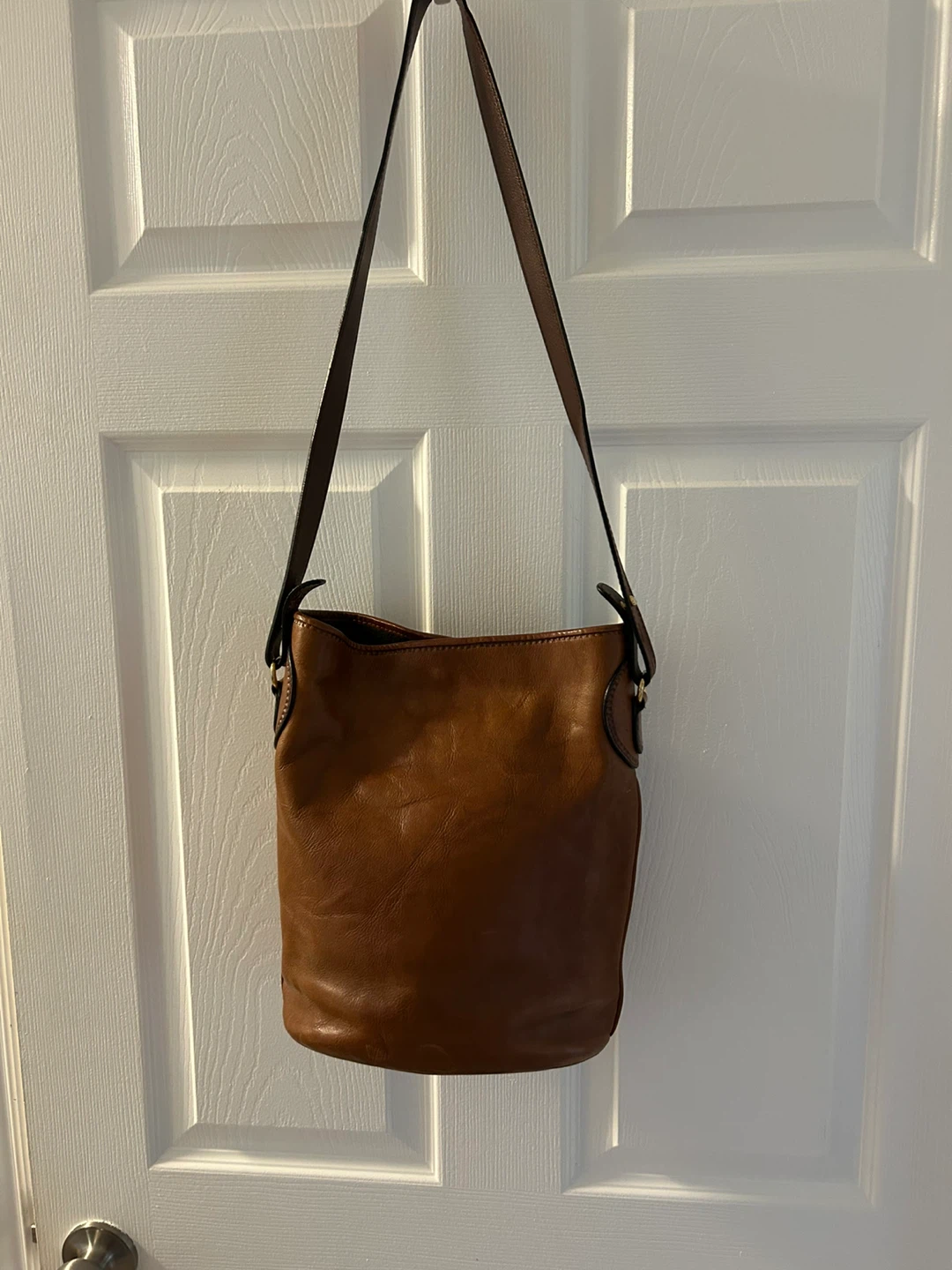 Brown Leather Bucket Bag
