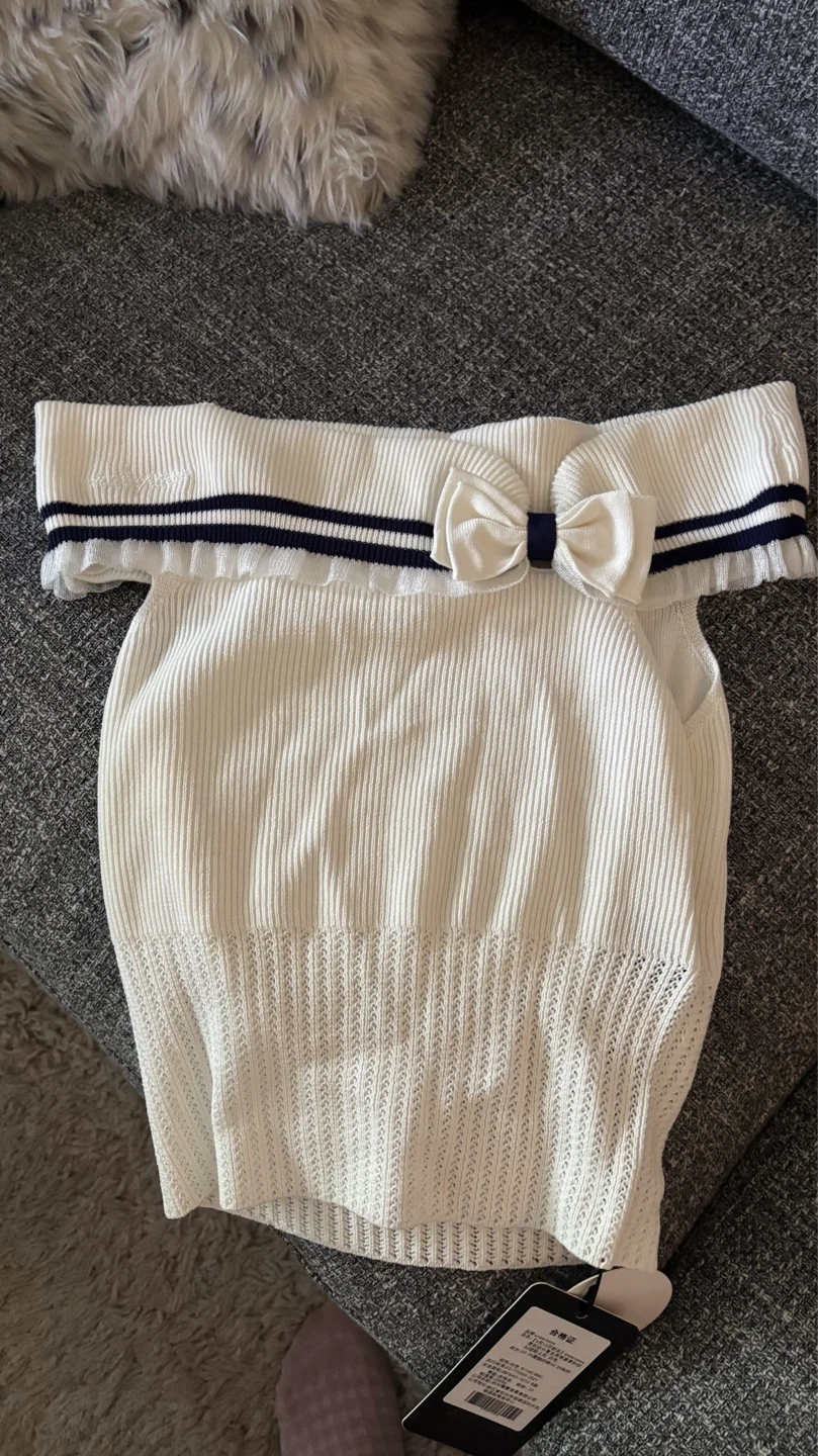Underpass White Off-the-Shoulder Top with Bow