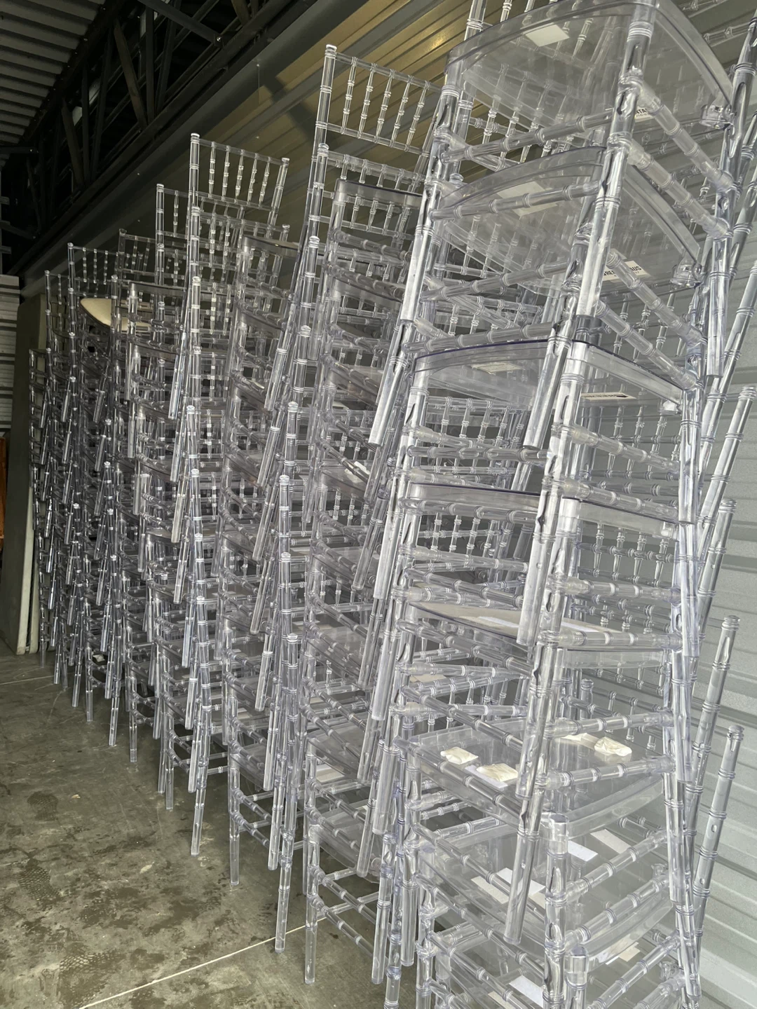 Stacking Clear Ghost Chairs and Folding Tables