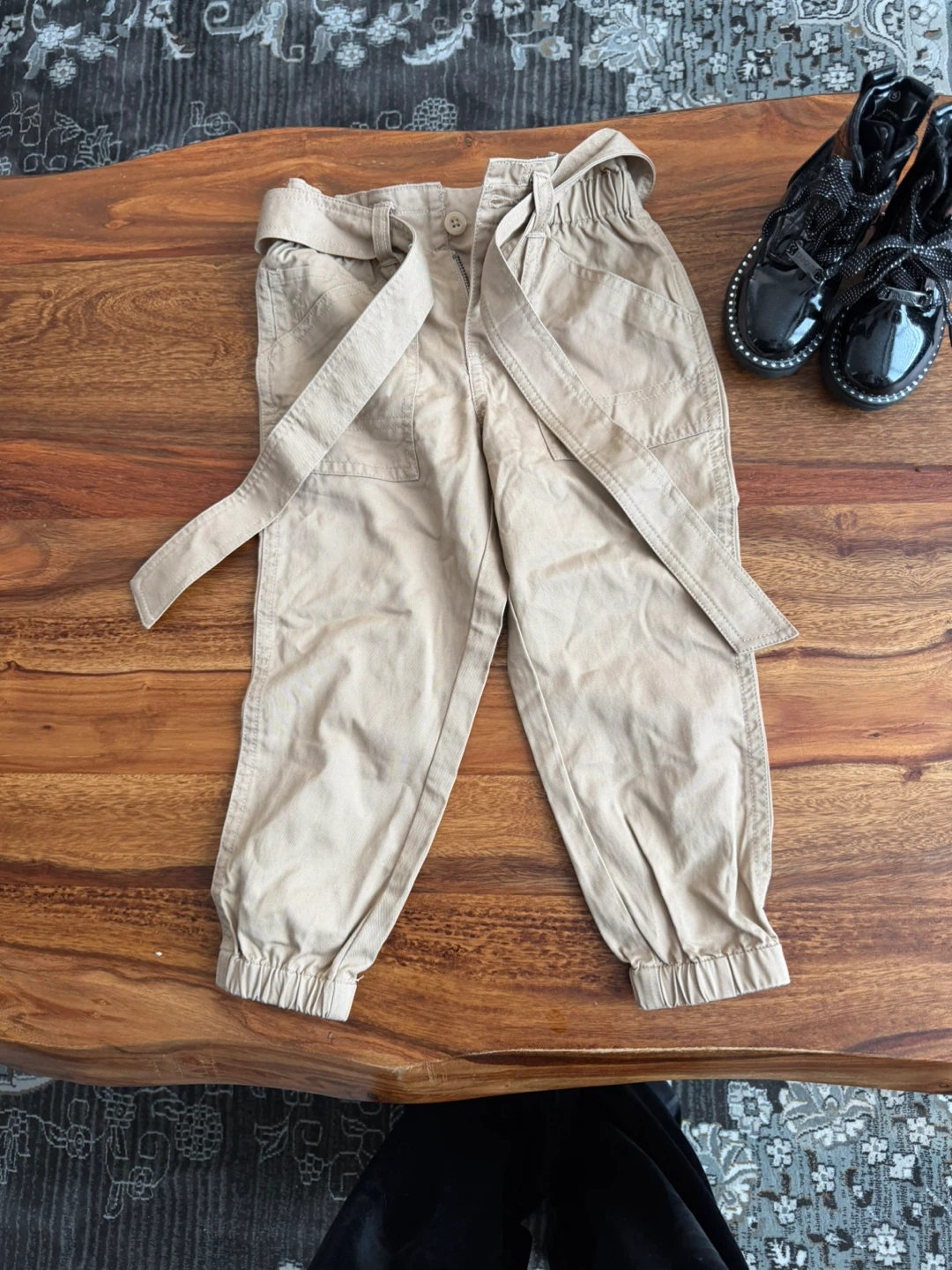 Beige Cargo Pants with Belt