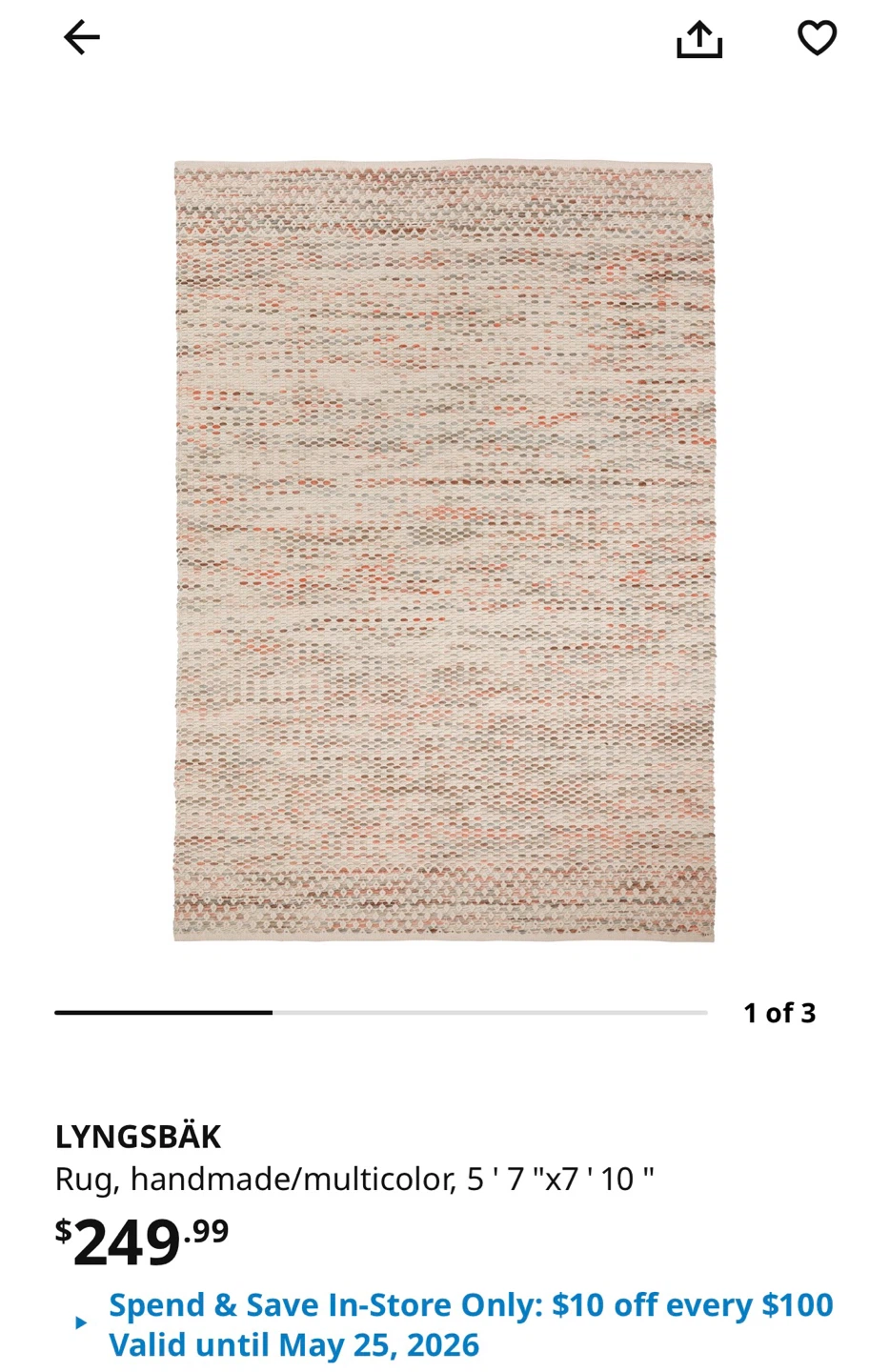 IKEA LYNGSBÄK Rug - Handmade/Multicolor 5' 7" x 7' 10"