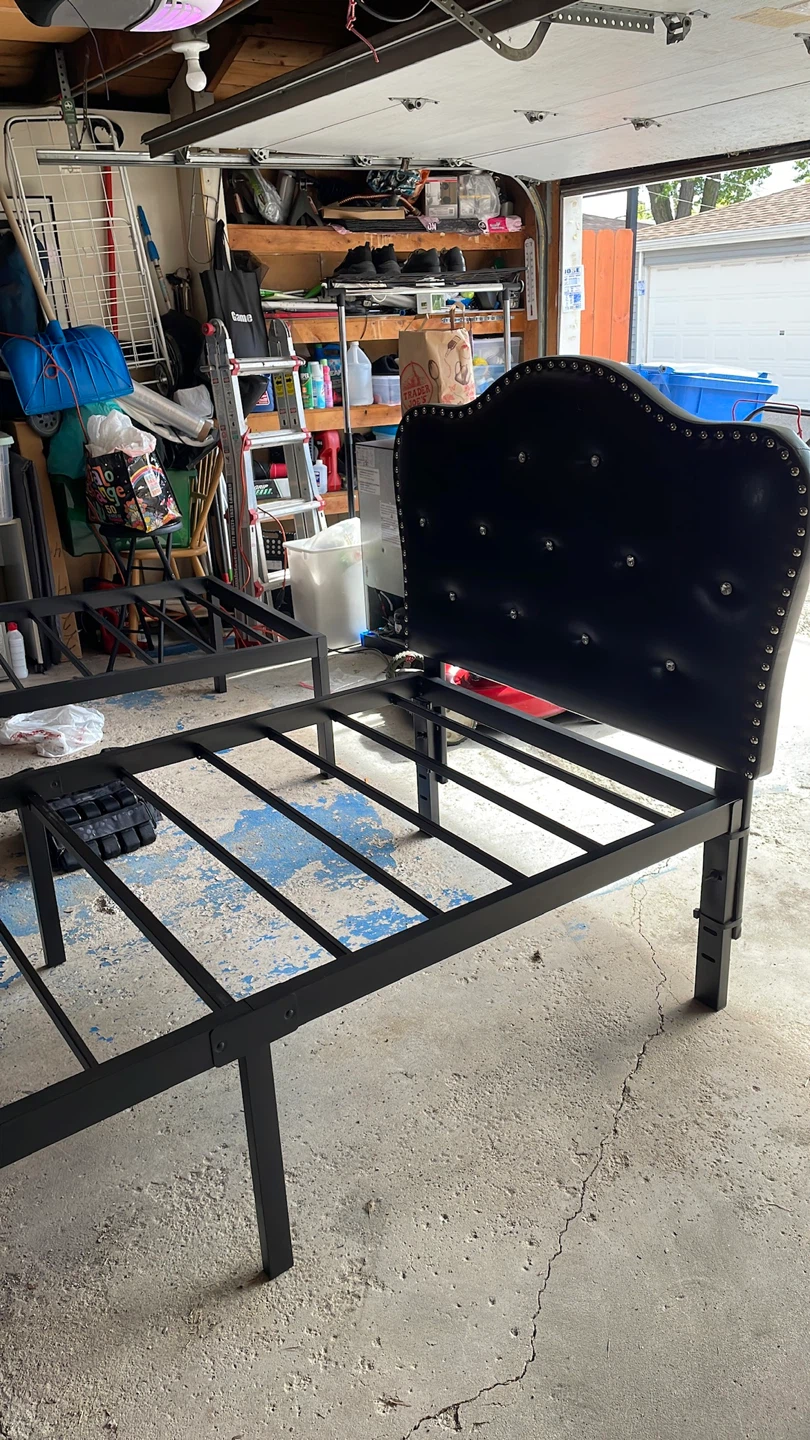 Black Upholstered Headboard Metal Bed Frame