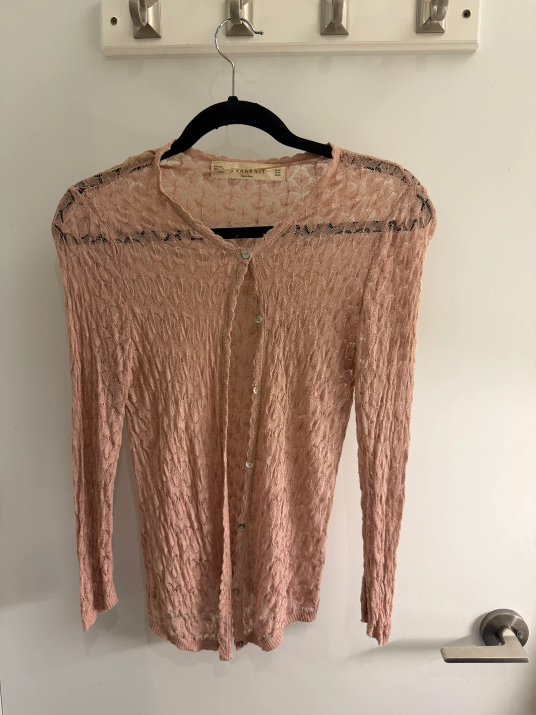 Zara Pink Textured Knit Cardigan Sz M