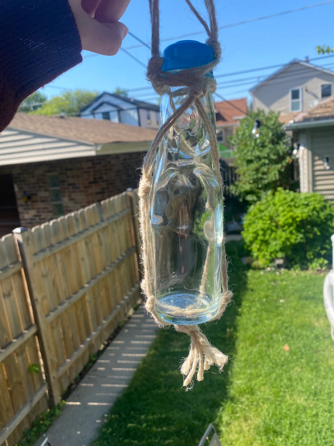 Hanging ramune bottle for plants or incense - photo 2