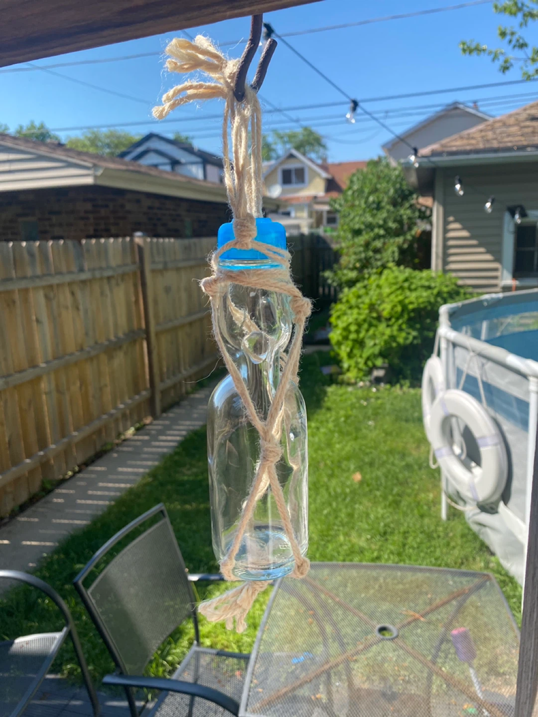 Hanging ramune bottle for plants or incense - photo 3