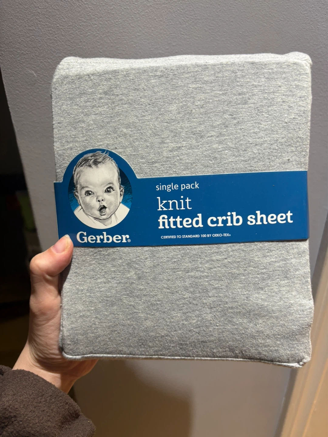 Gerber Knit Fitted Crib Sheet - Grey