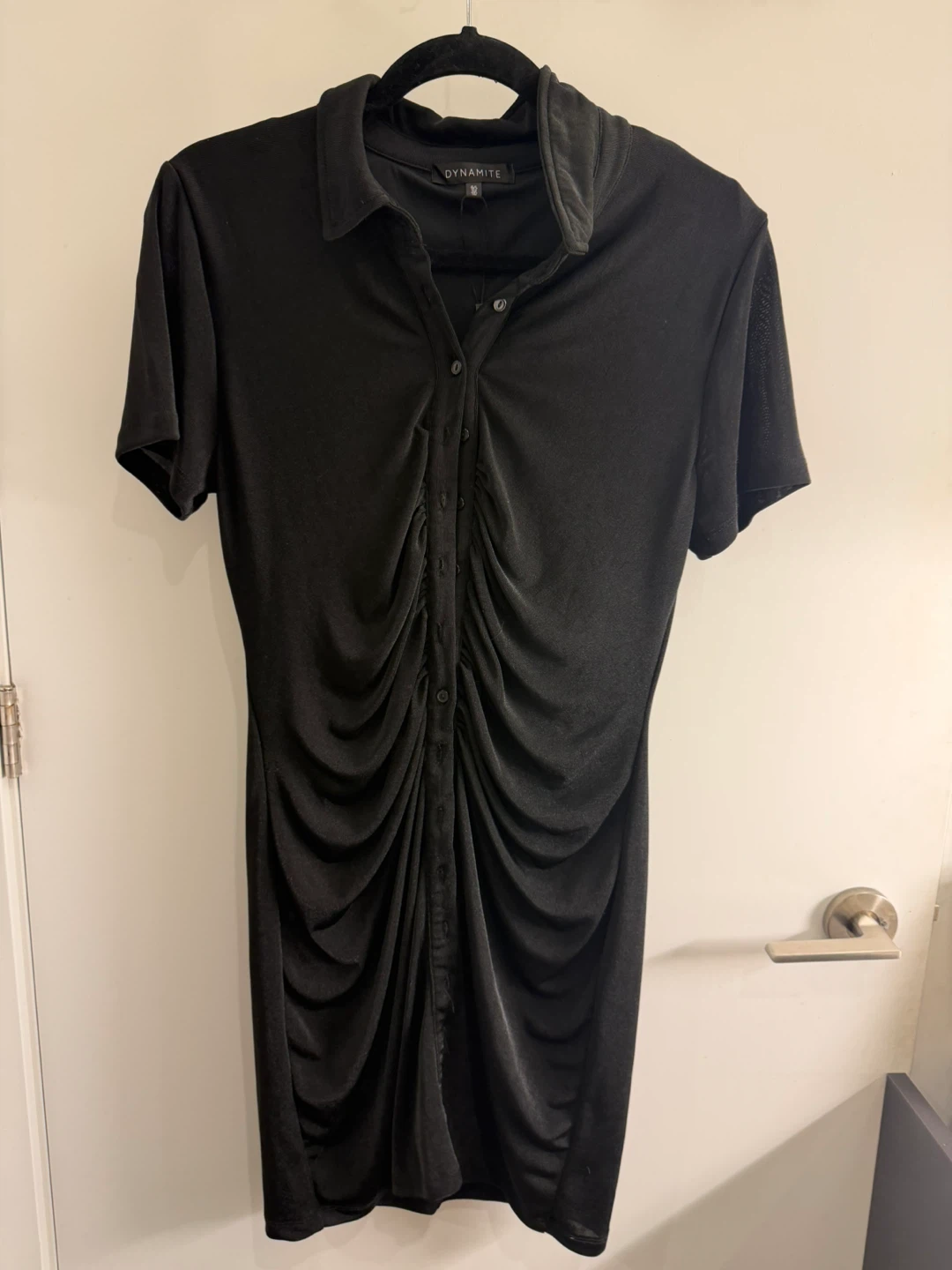 Dynamite Ruched Button-Up Shirt Dress sz L