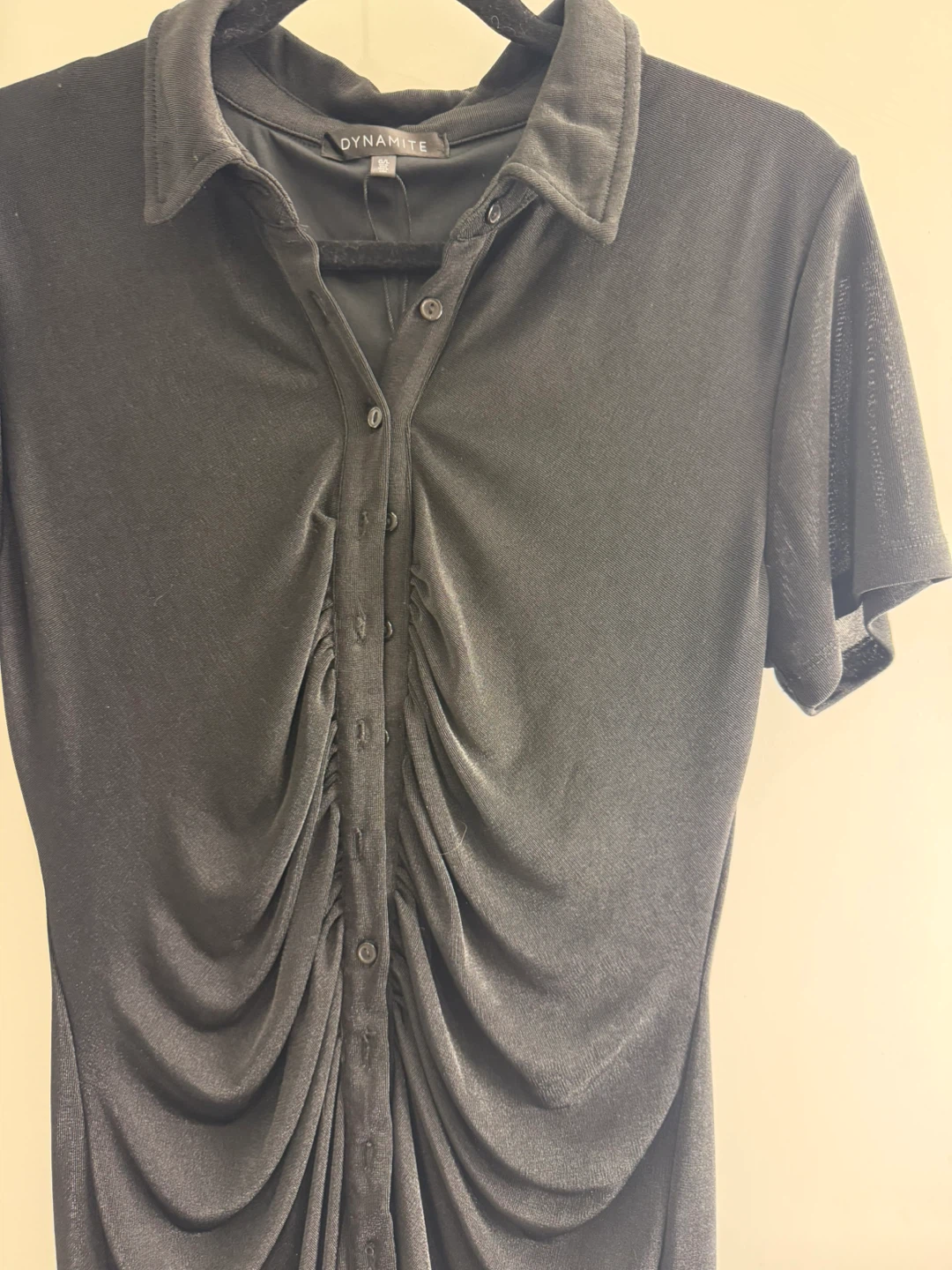 Dynamite Ruched Button-Up Shirt Dress sz L - photo 3