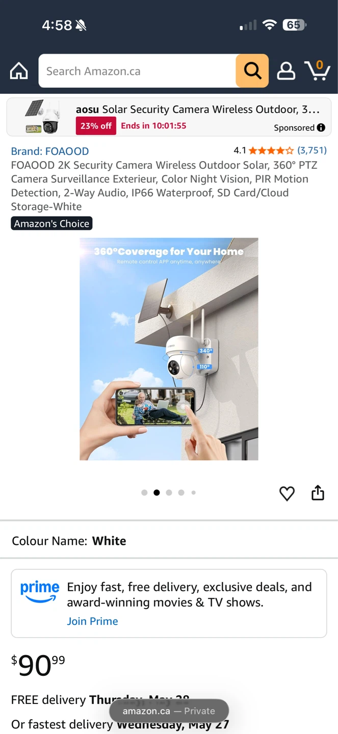 FOQOOD DQ201 PTZ Solar Powered Security Camera - White - photo 2