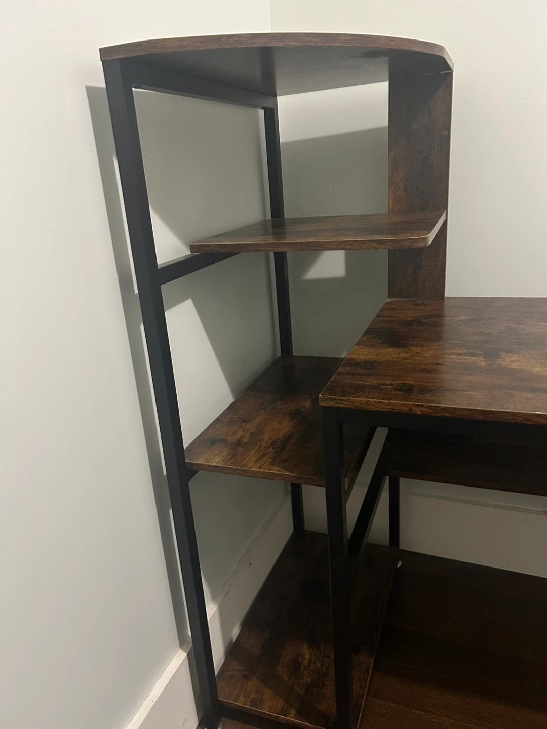 Rustic Brown Computer Desk with Shelving Unit - photo 3
