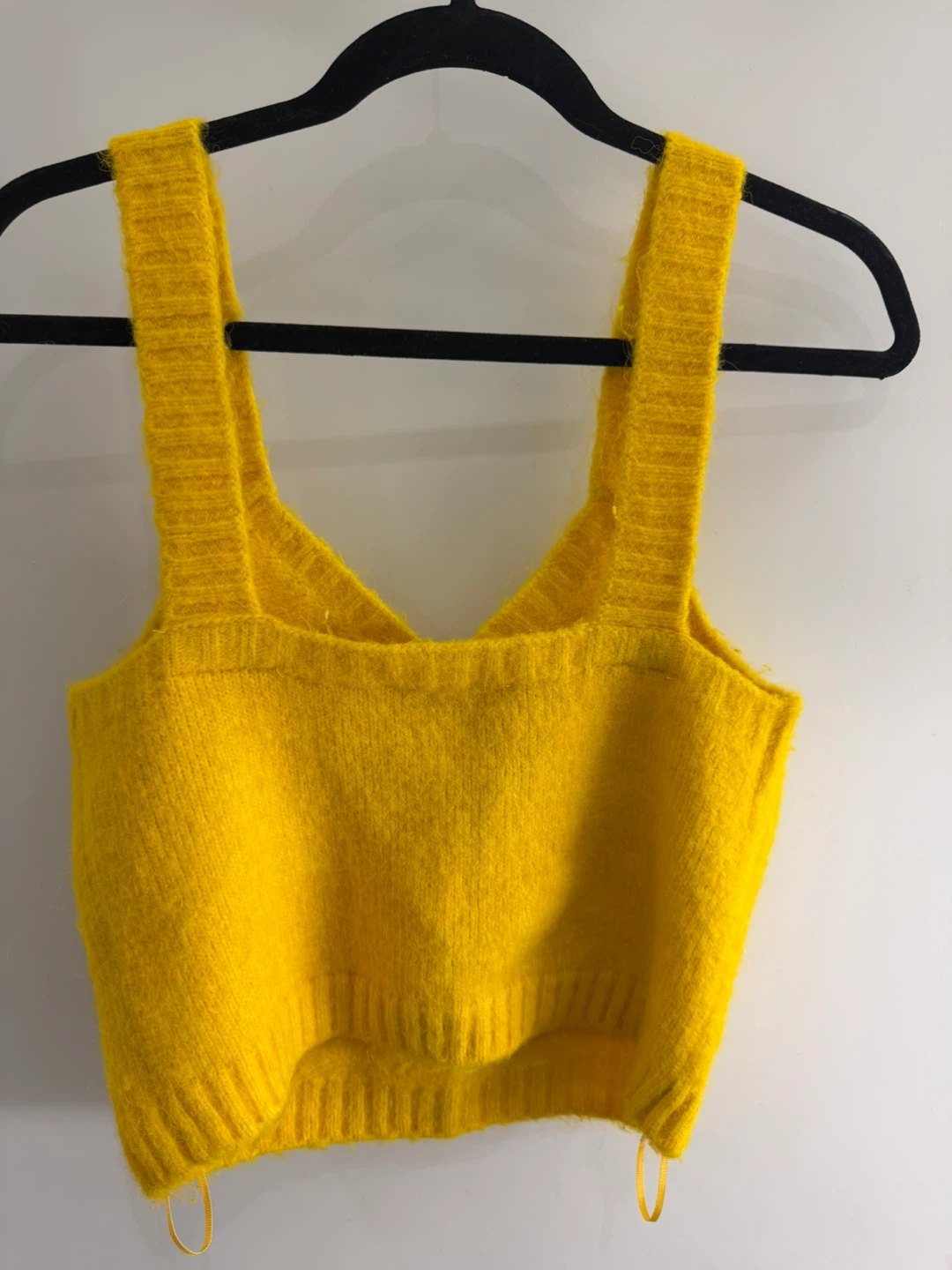 Zara Yellow Knit Cropped Tank Top - Size L - photo 3
