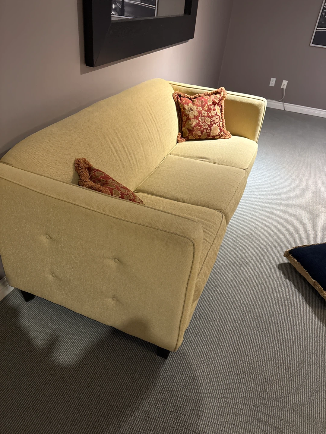 Yellow Sofa with Decorative Pillows - photo 3