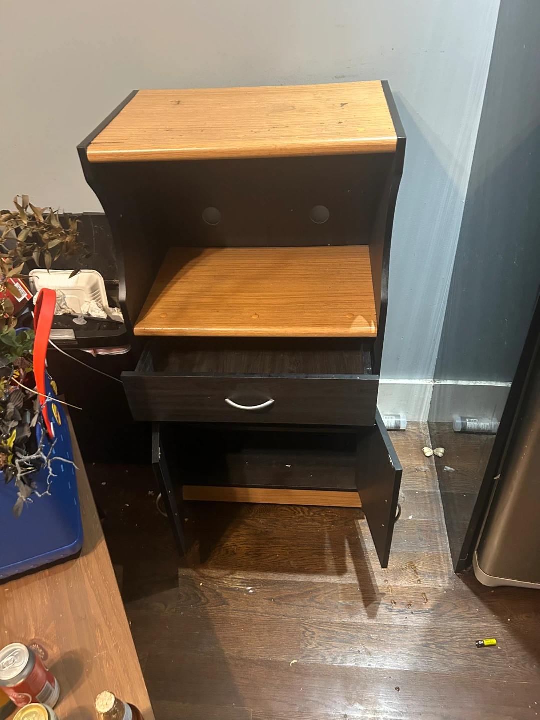 Rolling Kitchen Cart with Cabinet and Drawer - photo 2