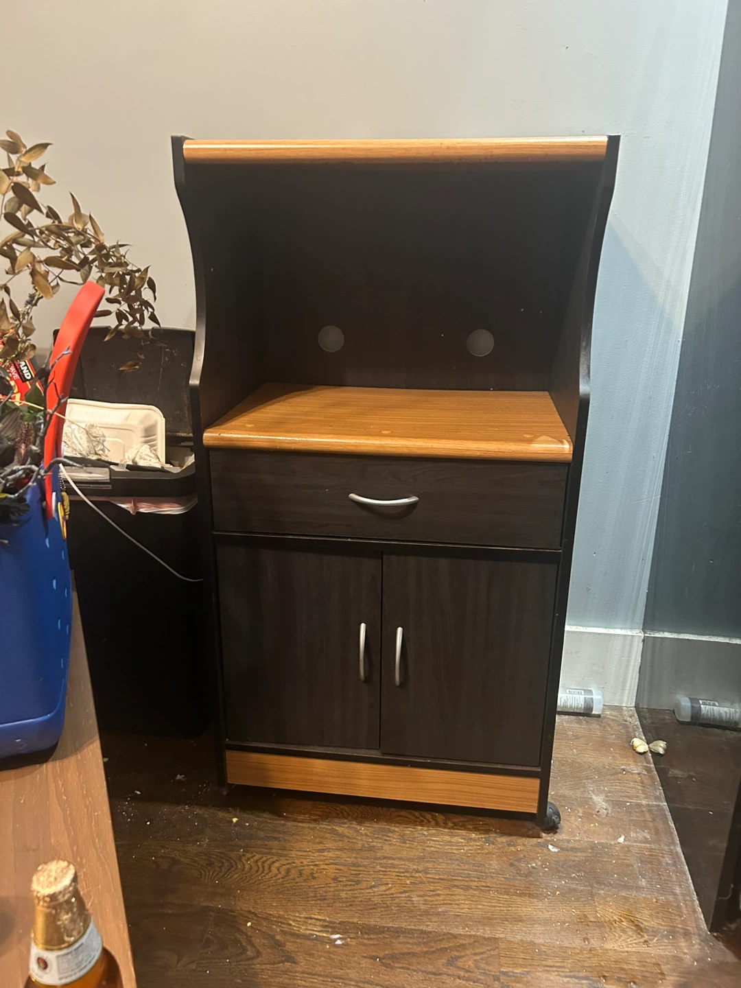 Rolling Kitchen Cart with Cabinet and Drawer