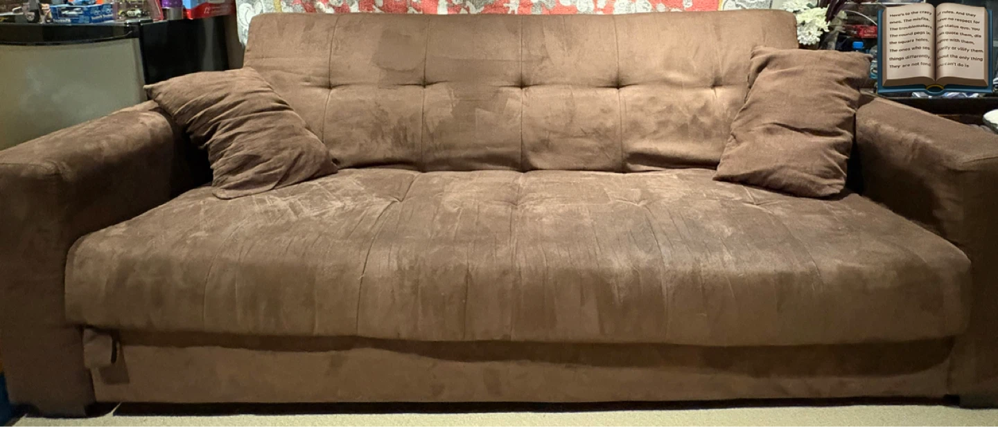 Klik Klak Brown Suede Sofa Bed with Storage