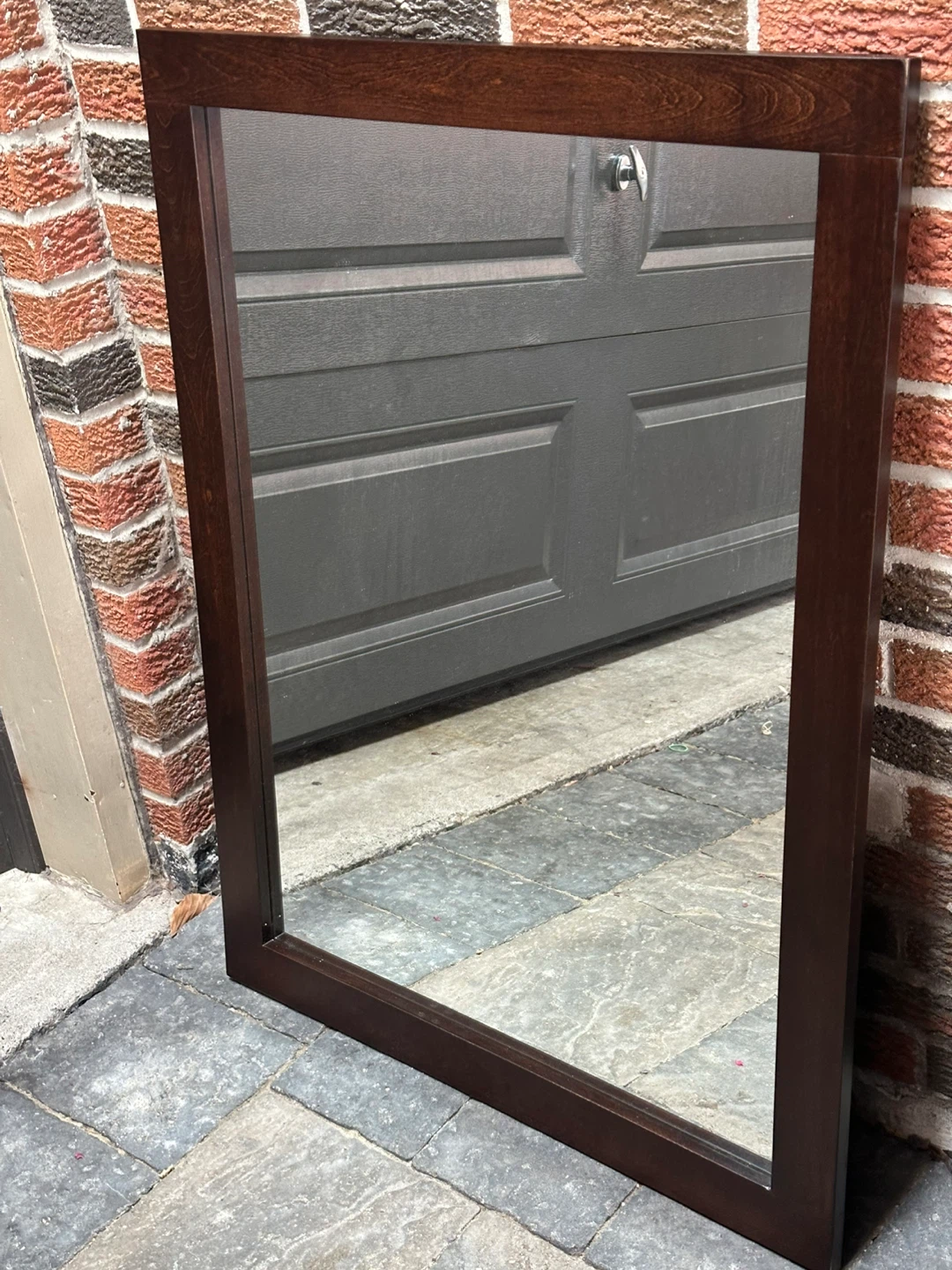Dark Wood Framed Wall Mirror