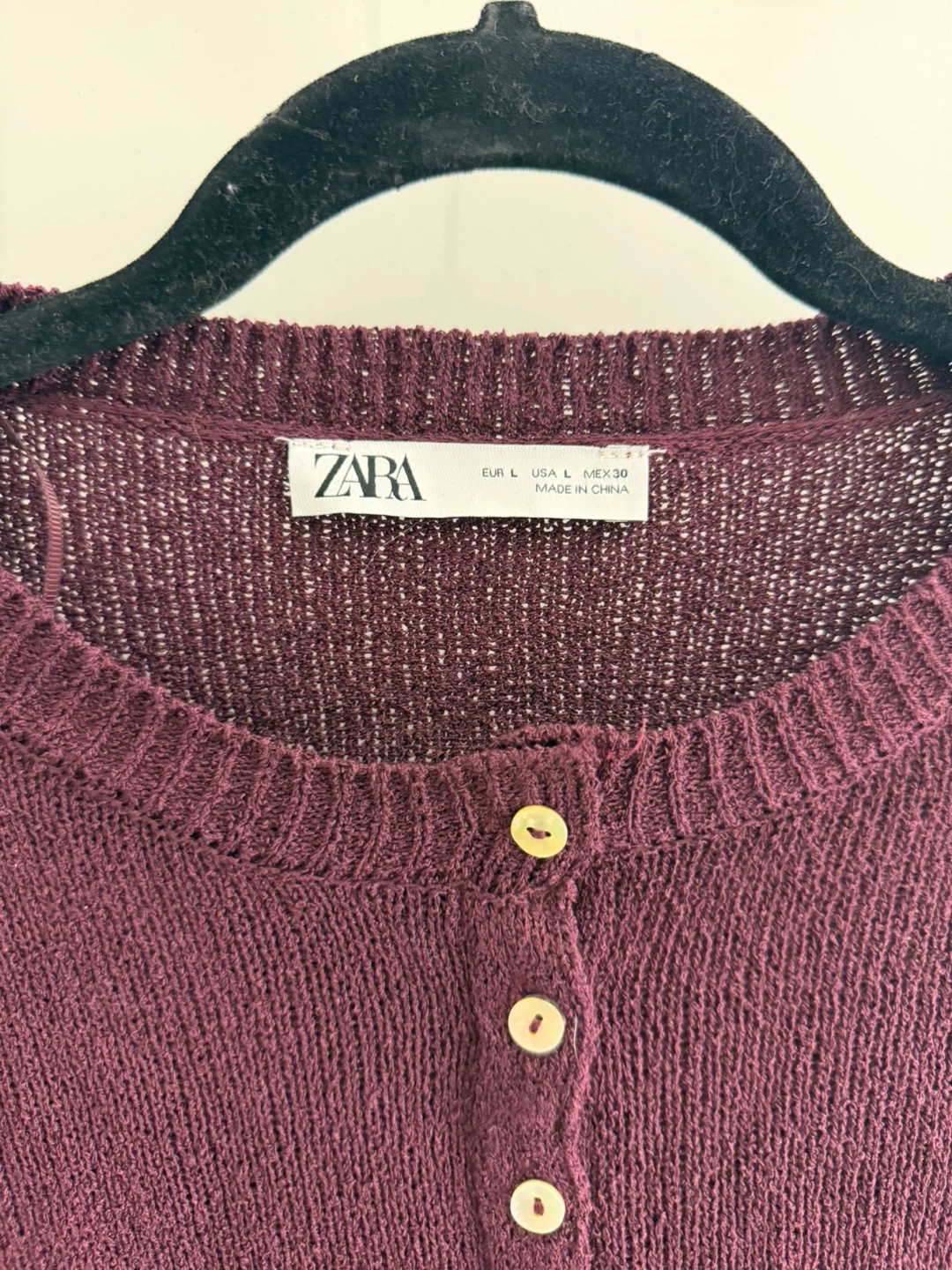 ZARA Burgundy Button-Up Cardigan Sweater - Size L - photo 2