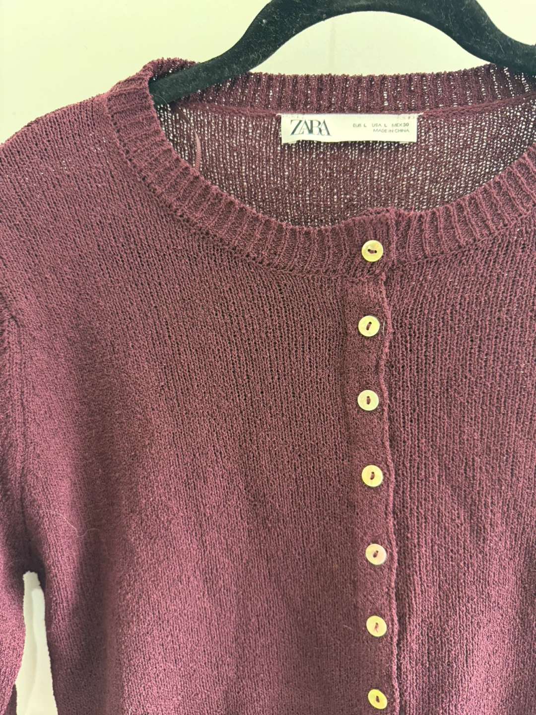 ZARA Burgundy Button-Up Cardigan Sweater - Size L - photo 3