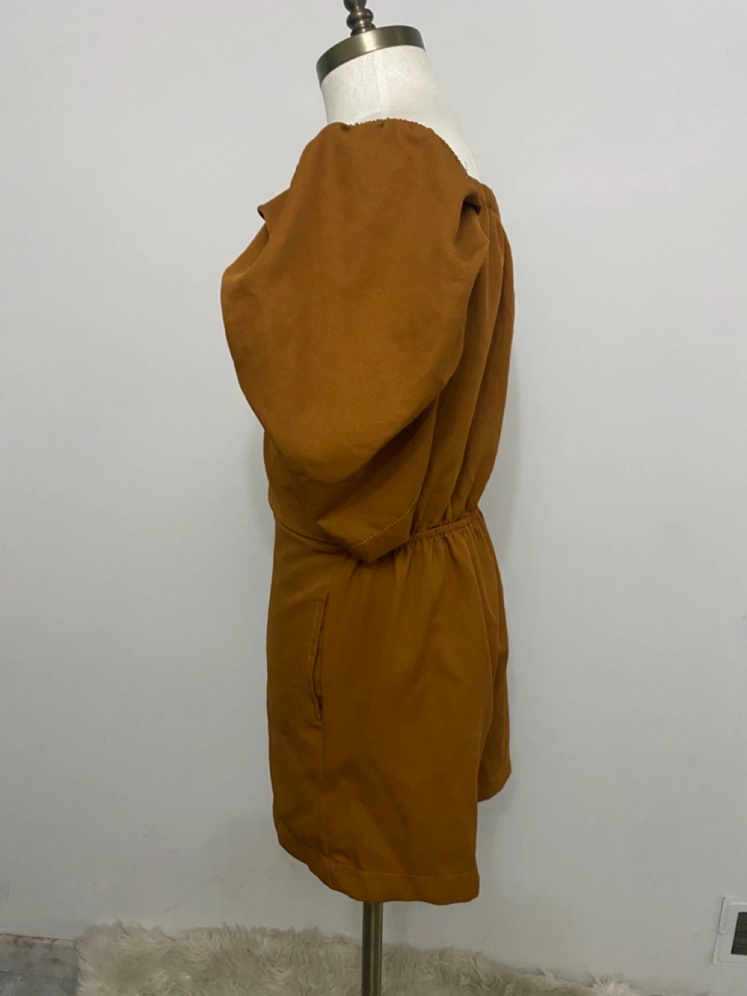 Brown Puff Sleeve Romper - photo 3