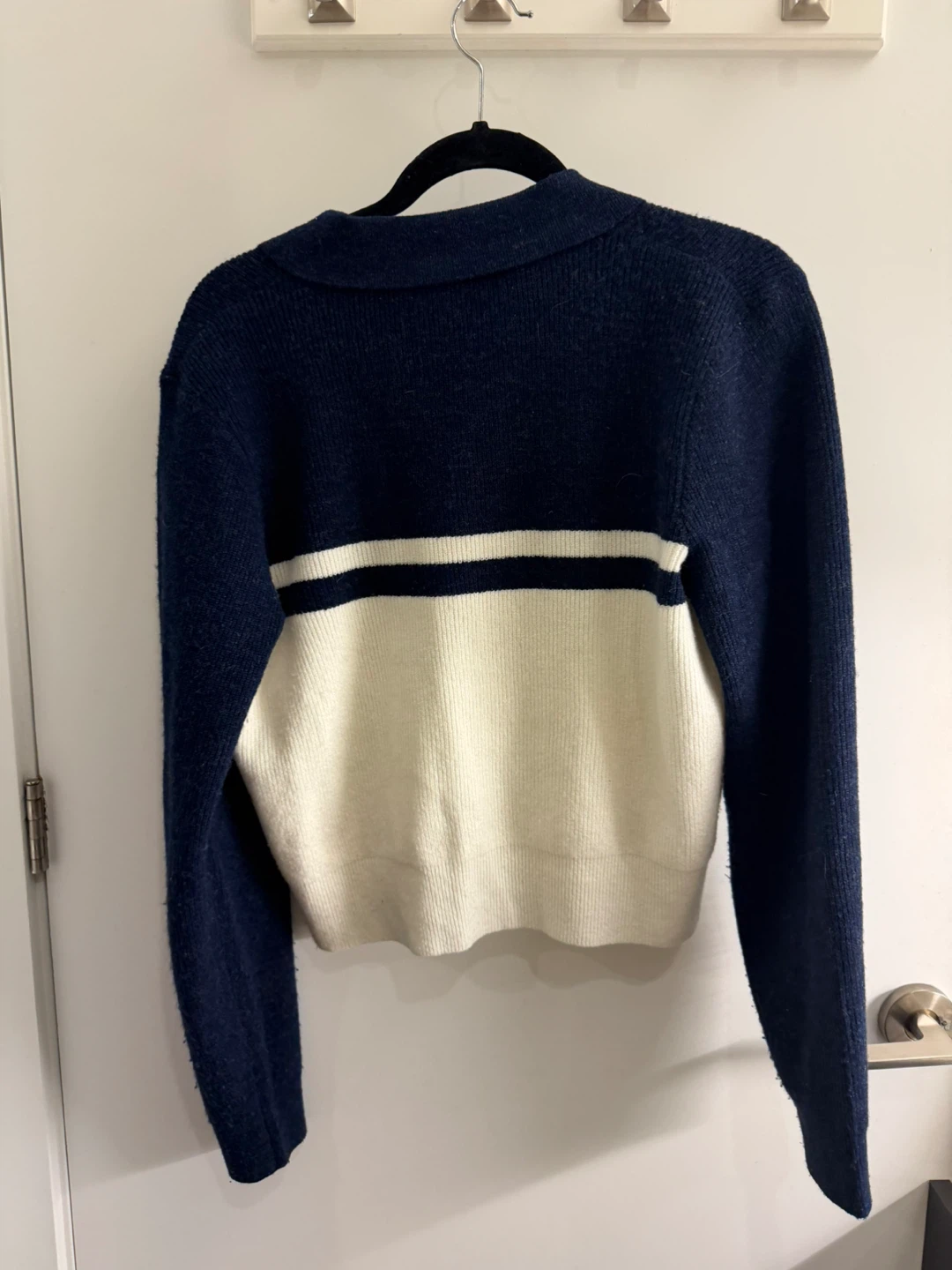 Oak + Fort Striped Zip Sweater - Size L - photo 4